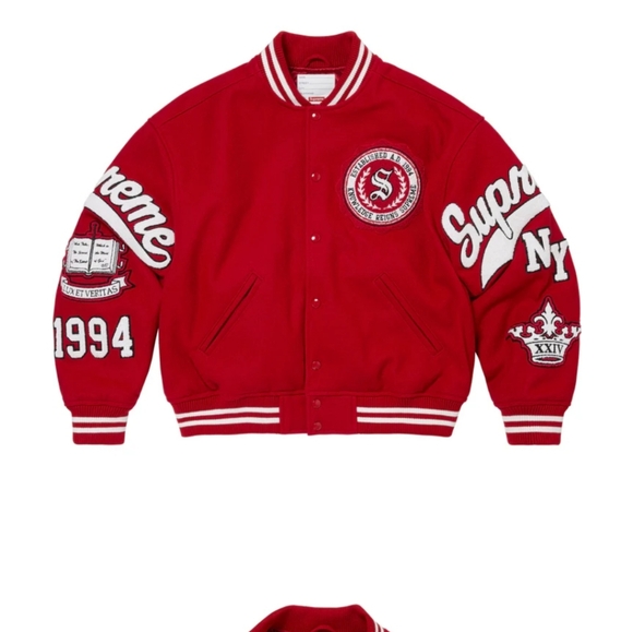 SUPREME RED VARSITY JACKET - Picture 8 of 8
